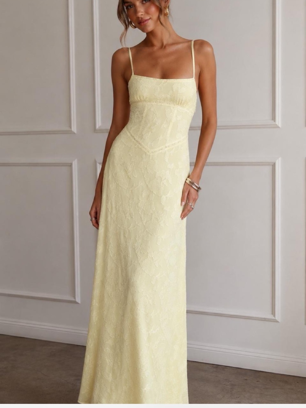 Princess Polly South of France Yellow Floral Maxi Dress - Size 6